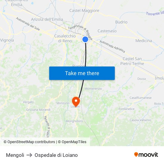 Mengoli to Ospedale di Loiano map