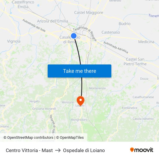 Centro Vittoria - Mast to Ospedale di Loiano map