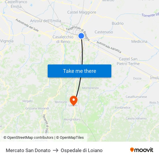 Mercato San Donato to Ospedale di Loiano map
