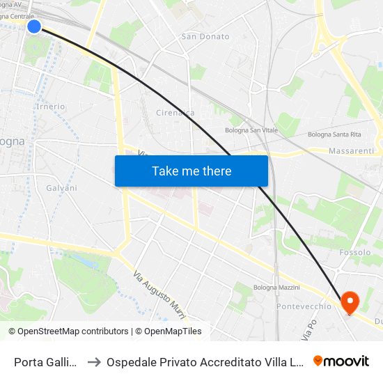 Porta Galliera to Ospedale Privato Accreditato Villa Laura map