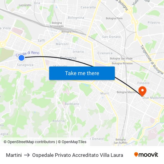 Martini to Ospedale Privato Accreditato Villa Laura map