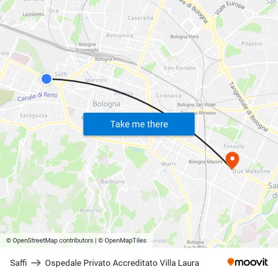 Saffi to Ospedale Privato Accreditato Villa Laura map
