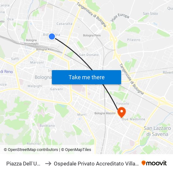 Piazza Dell`Unita` to Ospedale Privato Accreditato Villa Laura map