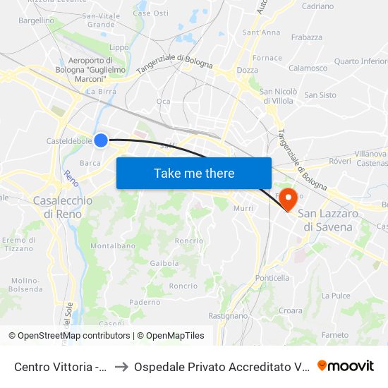 Centro Vittoria - Mast to Ospedale Privato Accreditato Villa Laura map