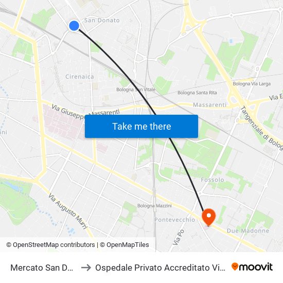 Mercato San Donato to Ospedale Privato Accreditato Villa Laura map