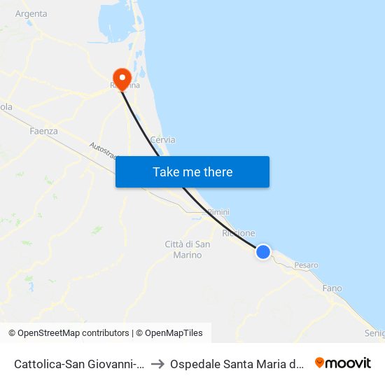 Cattolica-San Giovanni-Gabicce to Ospedale Santa Maria delle Croci map