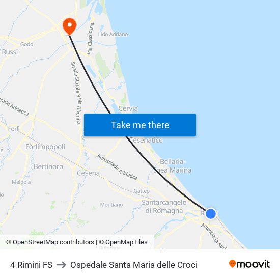 4 Rimini FS to Ospedale Santa Maria delle Croci map