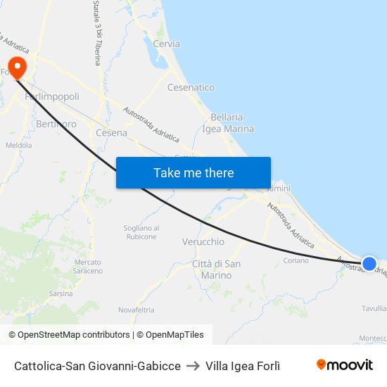 Cattolica-San Giovanni-Gabicce to Villa Igea Forlì map