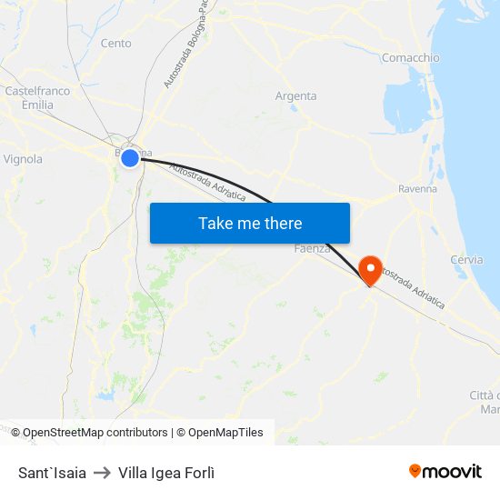 Sant`Isaia to Villa Igea Forlì map