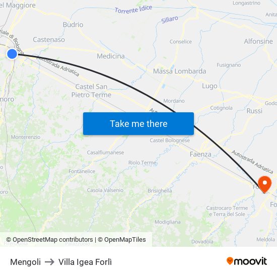 Mengoli to Villa Igea Forlì map