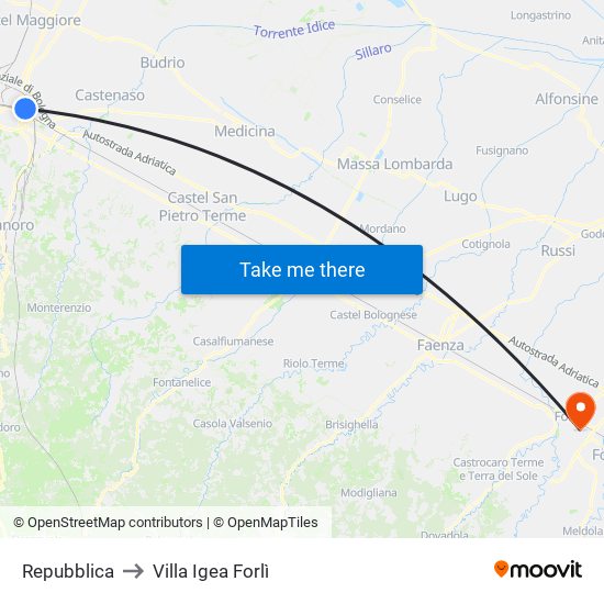Repubblica to Villa Igea Forlì map