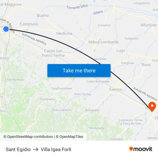 Sant`Egidio to Villa Igea Forlì map