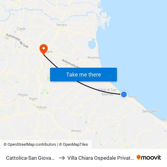 Cattolica-San Giovanni-Gabicce to Villa Chiara Ospedale Privato Accreditato map