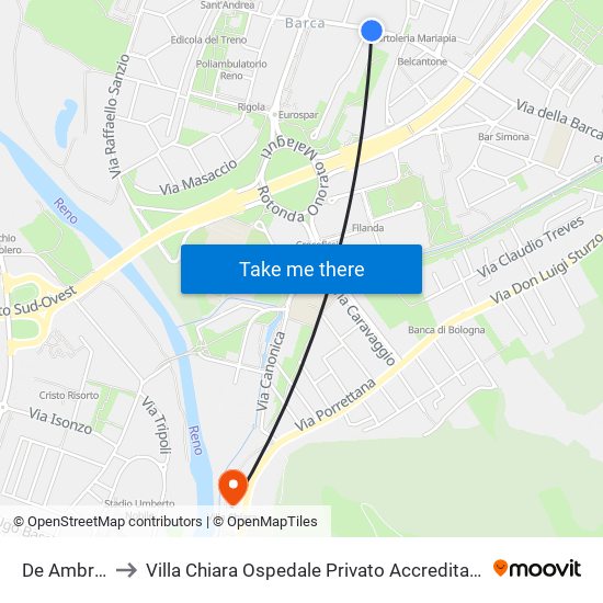 De Ambris to Villa Chiara Ospedale Privato Accreditato map