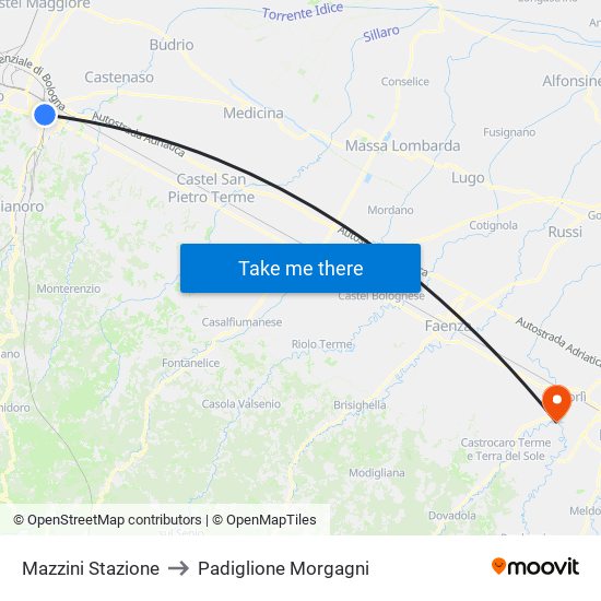 Mazzini Stazione to Padiglione Morgagni map