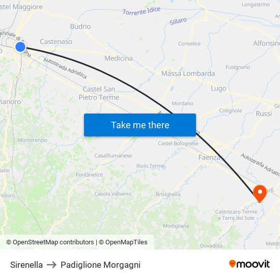 Sirenella to Padiglione Morgagni map