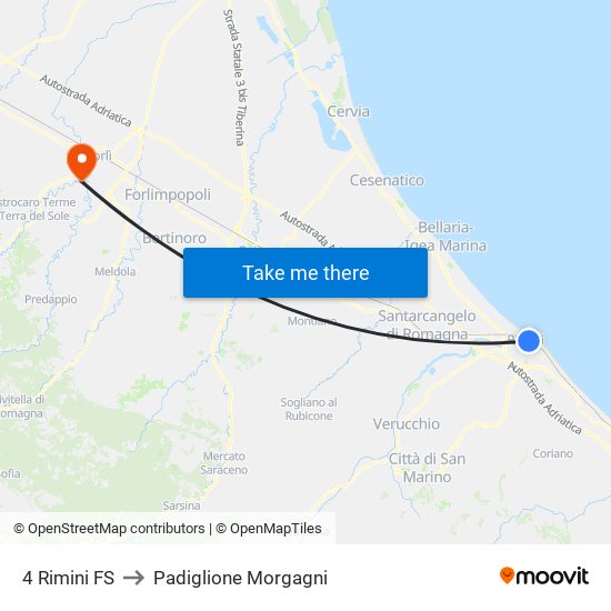 4 Rimini FS to Padiglione Morgagni map