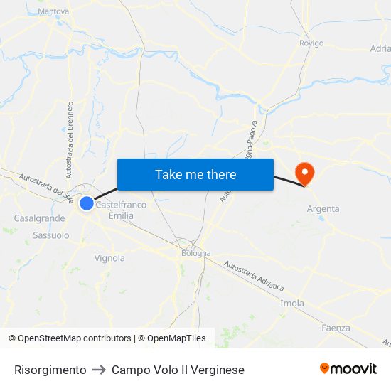 Risorgimento to Campo Volo Il Verginese map