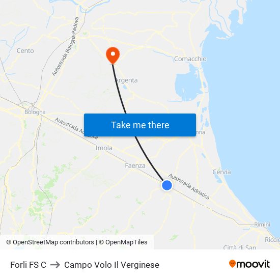 Forli FS C to Campo Volo Il Verginese map