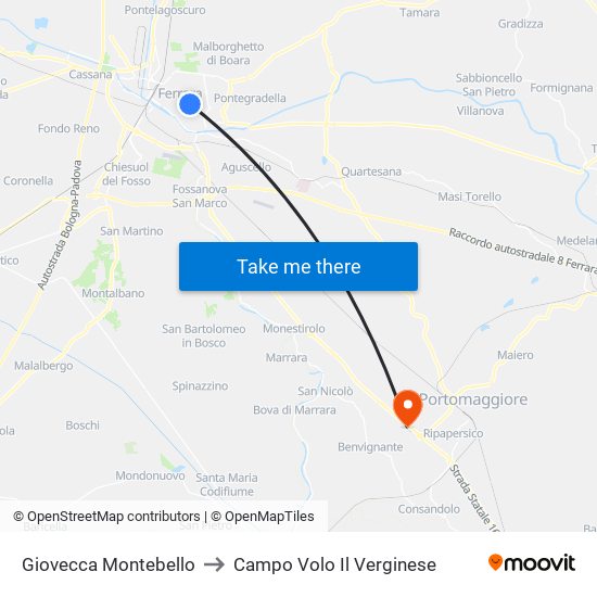 Giovecca Montebello to Campo Volo Il Verginese map