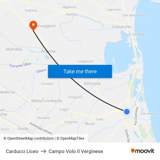 Carducci Liceo to Campo Volo Il Verginese map