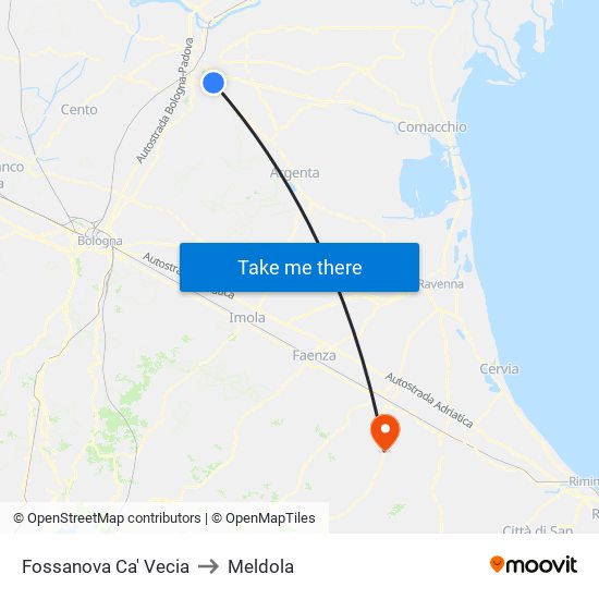 Fossanova Ca' Vecia to Meldola map