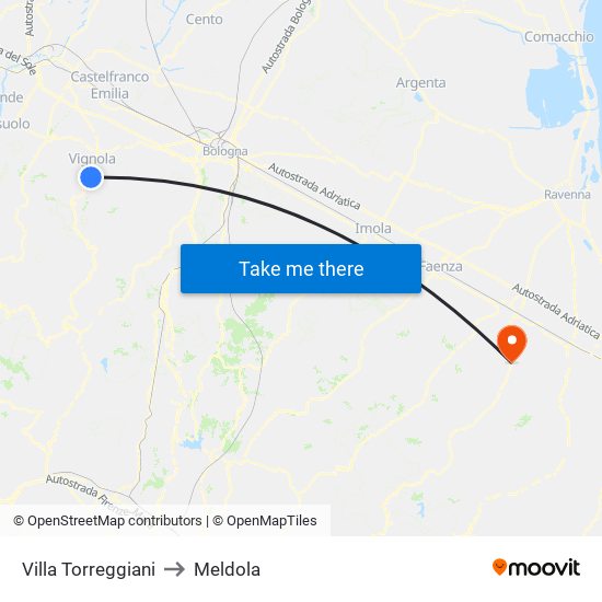 Villa Torreggiani to Meldola map