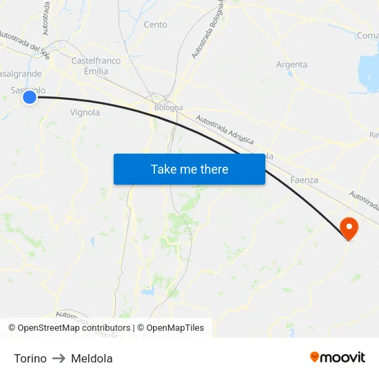 Torino to Meldola map