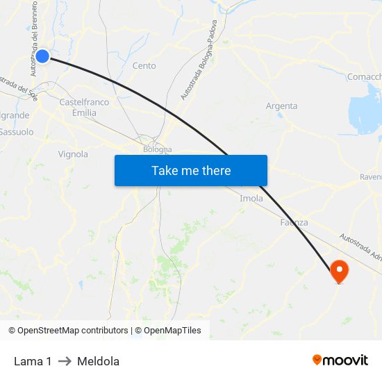 Lama 1 to Meldola map