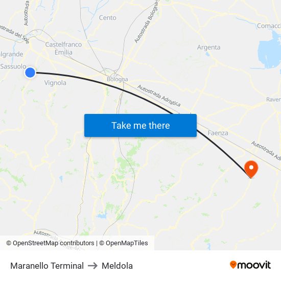 Maranello Terminal to Meldola map