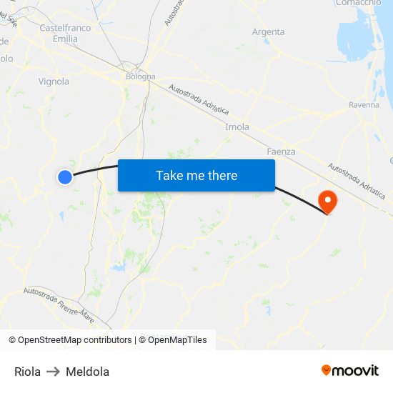 Riola to Meldola map