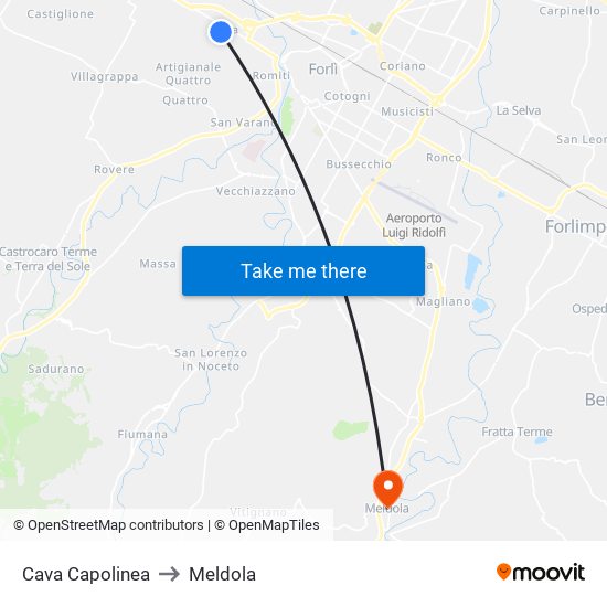 Cava Capolinea to Meldola map