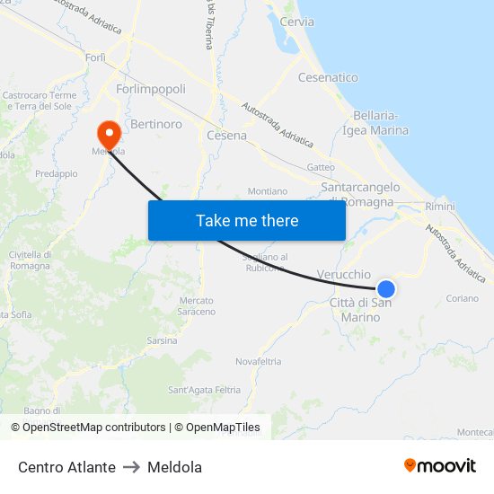 Centro Atlante to Meldola map