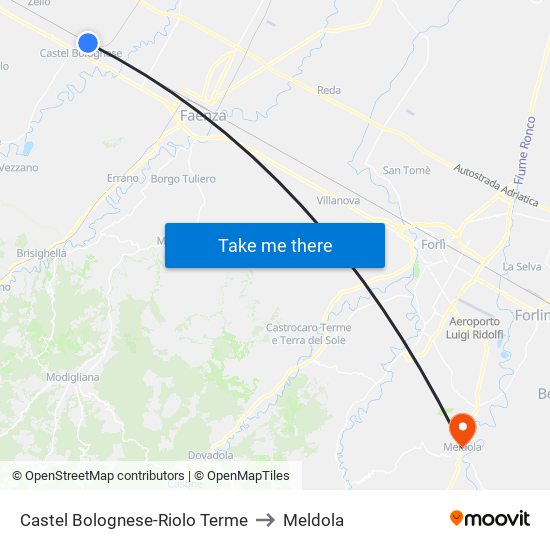 Castel Bolognese-Riolo Terme to Meldola map