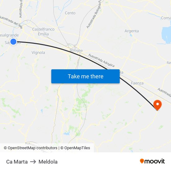 Ca Marta to Meldola map