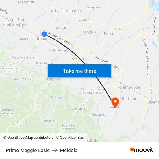 Primo Maggio Lasie to Meldola map