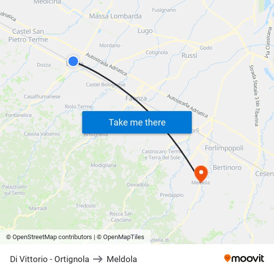 Di Vittorio - Ortignola to Meldola map