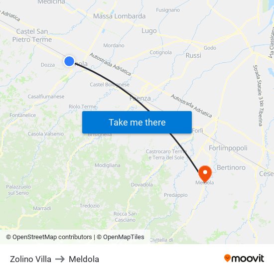 Zolino Villa to Meldola map