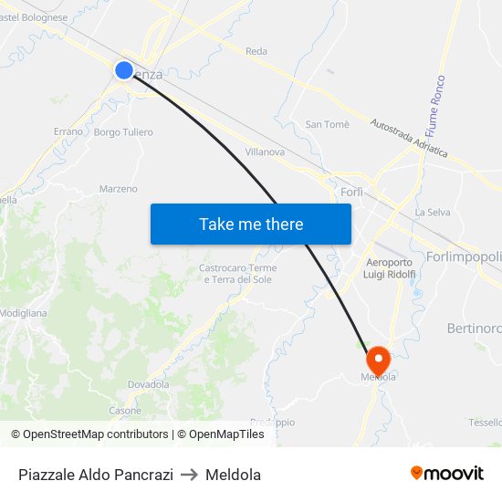 Piazzale Aldo Pancrazi to Meldola map