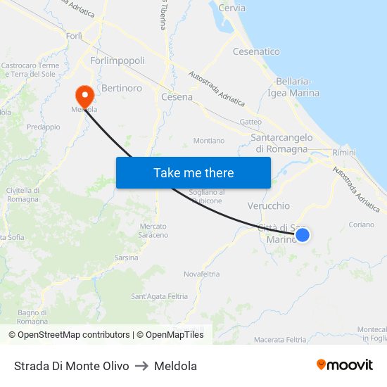 Strada Di Monte Olivo to Meldola map