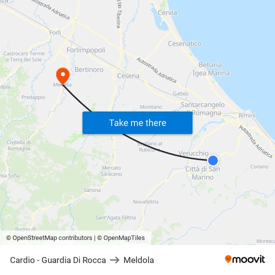 Cardio - Guardia Di Rocca to Meldola map