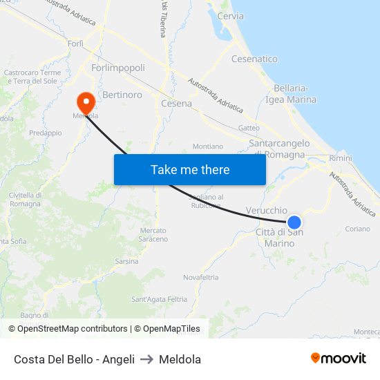 Costa Del Bello - Angeli to Meldola map
