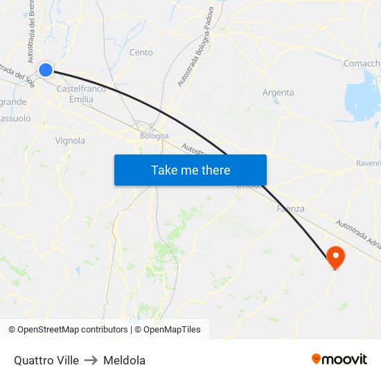 Quattro Ville to Meldola map