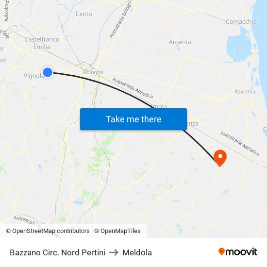 Bazzano Circ. Nord Pertini to Meldola map