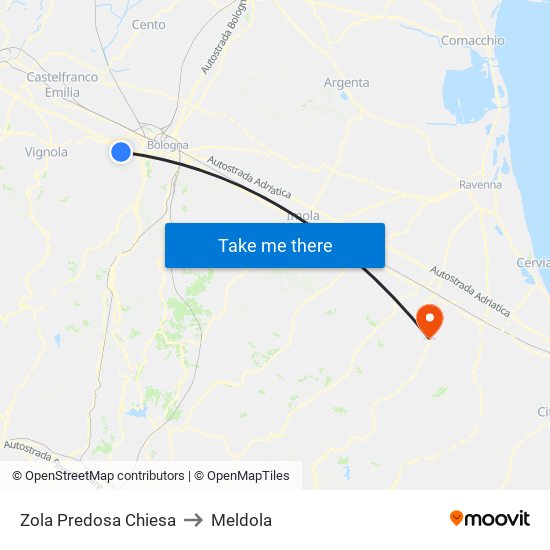 Zola Predosa Chiesa to Meldola map