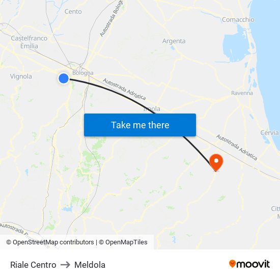 Riale Centro to Meldola map