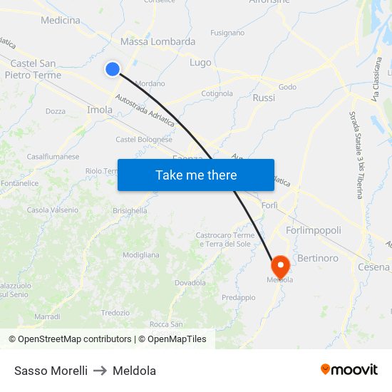 Sasso Morelli to Meldola map