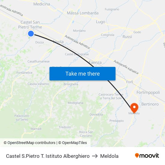 Castel S.Pietro T. Istituto Alberghiero to Meldola map