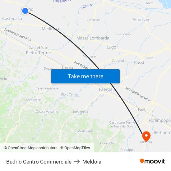 Budrio Centro Commerciale to Meldola map