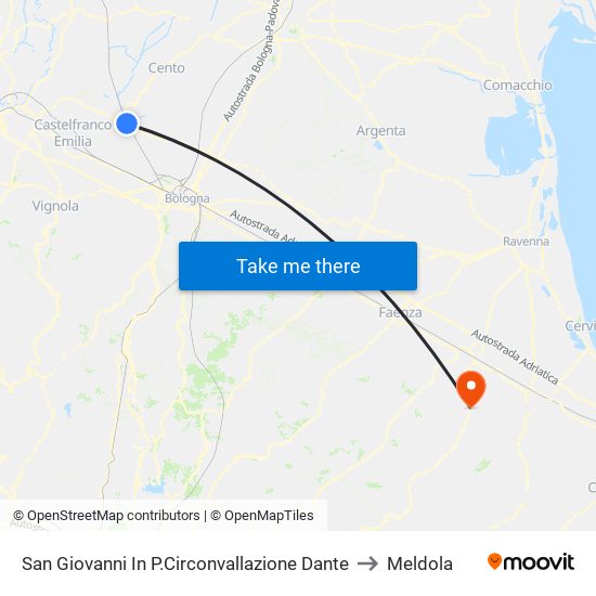 San Giovanni In P.Circonvallazione Dante to Meldola map